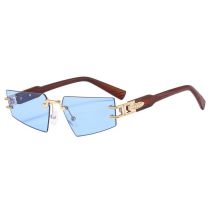 Fashion Blue Film Square Rimless Sunglasses