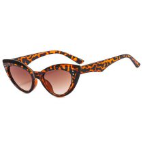 Fashion Leopard Print Frame Double Tea Piece Triangular Cat Eye Rice Nail Sunglasses