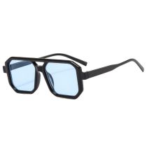 Fashion Black Frame Blue Film Large Square Frame Sunglasses