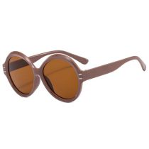 Fashion Coffee Frame Brown Round Frame Rice Nail Sunglasses