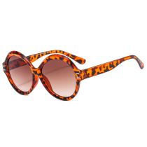 Fashion Leopard Print Frame Double Tea Piece Round Frame Rice Nail Sunglasses