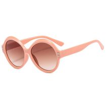 Fashion Orange Pink Frame Double Tea Slices Round Frame Rice Nail Sunglasses