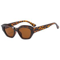 Fashion Leopard Print Framed Tea Slices Cat Eye Small Frame Sunglasses