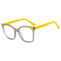 Fashion Translucent Gray With Yellow Ac Contrasting Large Frame Flat Mirror