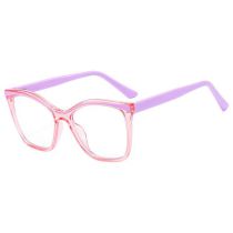 Fashion Translucent Pink Covered With Purple Ac Contrasting Large Frame Flat Mirror