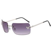 Fashion Double Gray Film Ac Diamond Butterfly Square Small Frame Sunglasses