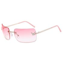 Fashion Double Powder Tablets Ac Diamond Butterfly Square Small Frame Sunglasses