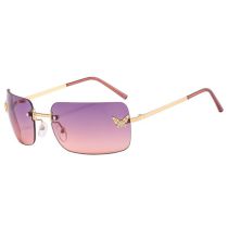 Fashion Gray Powder Flakes Ac Diamond Butterfly Square Small Frame Sunglasses