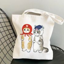 Fashion G Canvas Print Anime Cat Large Capacity Shoulder Bag