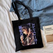 Fashion D Black Canvas Printed Anime Character Large Capacity Shoulder Bag