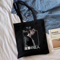 Fashion M Black Canvas Printed Anime Character Large Capacity Shoulder Bag