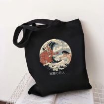 Fashion R Black Canvas Printed Anime Character Large Capacity Shoulder Bag
