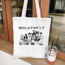 Fashion A White Canvas Printed Anime Character Large Capacity Shoulder Bag