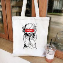 Fashion Cwhite Canvas Printed Anime Character Large Capacity Shoulder Bag