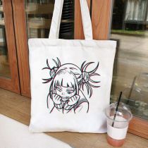 Fashion Lwhite Canvas Printed Anime Character Large Capacity Shoulder Bag