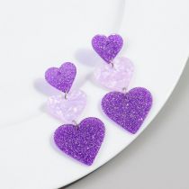 Fashion Violet Acrylic Love Five-pointed Star Earrings