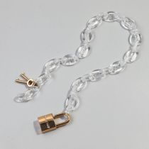 Fashion Transparent Golden Lock Acrylic Letter Concentric Lock Necklace