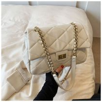 Fashion Off White Pu Diamond Chain Crossbody Shoulder Bag