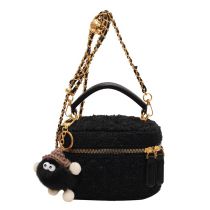 Fashion Black Trumpet Wool Chain Pendant Hand-held Crossbody Bag