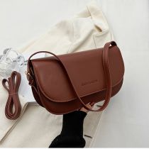 Fashion Brown Pu Letter Large Capacity Crossbody Shoulder Bag