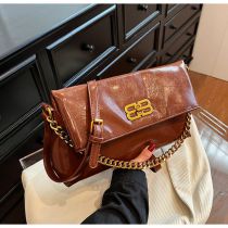 Fashion Brown Pu Chain Envelope Folding Shoulder Crossbody Bag