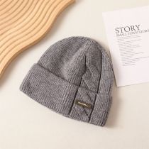 Fashion Grey Long Label Knitted Beanie