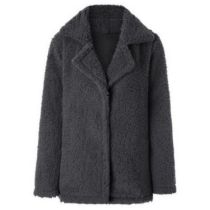 Fashion Dark Gray Plush Lapel Long Sleeve Jacket