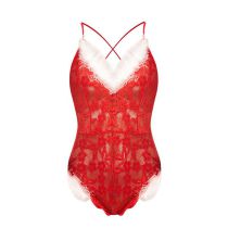 Fashion Red Lace See-through Christmas Dress