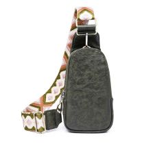 Fashion Green Pu Zipper Crossbody Bag Chest Bag
