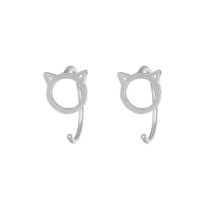 Fashion Silver Copper Hollow Cat Ear Stud Earrings