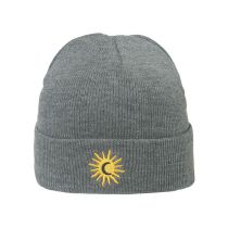 Fashion Grey Acrylic Embroidered Knitted Beanie