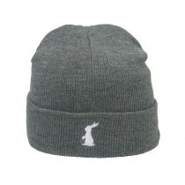 Fashion Grey Rabbit Embroidered Knitted Beanie