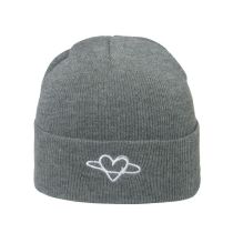 Fashion Grey Love Embroidered Knitted Beanie