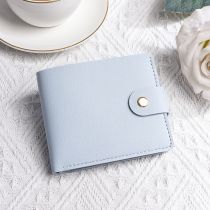 Fashion Light Blue Pu Multi-card Slot Id Bag With Buckle