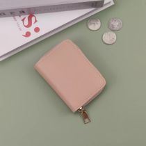 Fashion Light Pink Pu Zipper Multi-card Slot Wallet