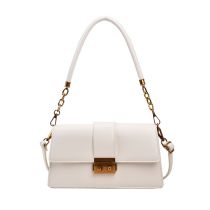 Fashion White Pu Lock Flap Crossbody Bag