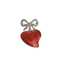 Fashion Brooch - Red Alloy Oil Dripping Love Bow Brooch