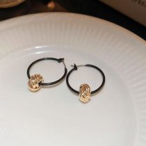 Fashion Earrings - Gold - Black Circles Alloy Geometric Round Earrings