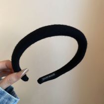 Fashion Headband-black Fabric Twill Wide-brimmed Headband