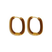 Fashion Earrings - Brown (real Gold Plating) Alloy Square Earrings