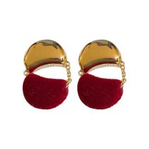 Fashion Gold-red (real Gold Plating) Flocked Beanie Stitching Earrings