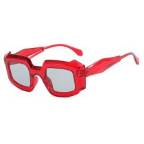 Fashion Big Red And Gray Piece Irregular Square Frame Sunglasses