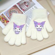 Fashion 6# White (suitable For 3-9 Years Old) Cartoon Knitted Children's Five-finger Gloves