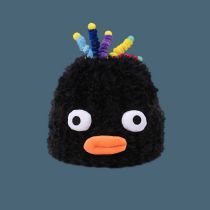 Fashion Black Plush Colorful Spring Pullover Hat