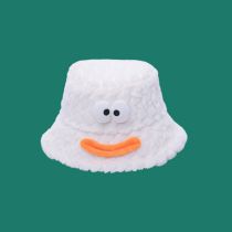 Fashion White Cotton Knitted Expression Bucket Hat