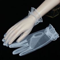 Fashion White Mesh Lace Five-finger Gloves
