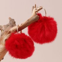 Fashion Big Red Mink Fur Ball Earrings