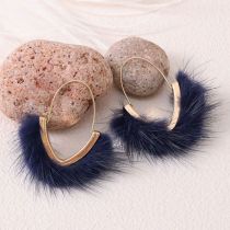 Fashion Sapphire V-shaped Mink Hair Earrings