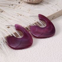 Fashion Purple Acrylic U-shaped Earrings