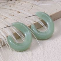 Fashion Jade Green Acrylic C-shaped Earrings